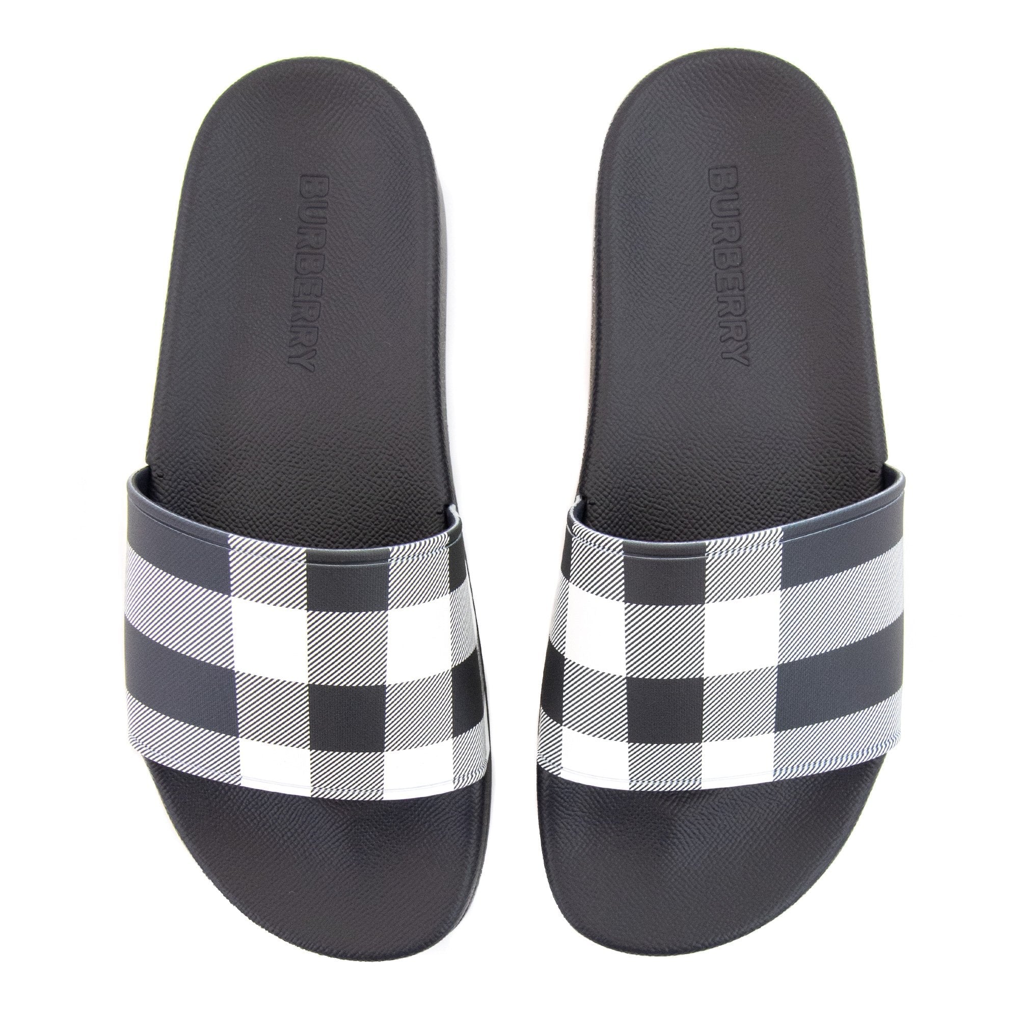 Burberry Furley Check Print Slides White/blue