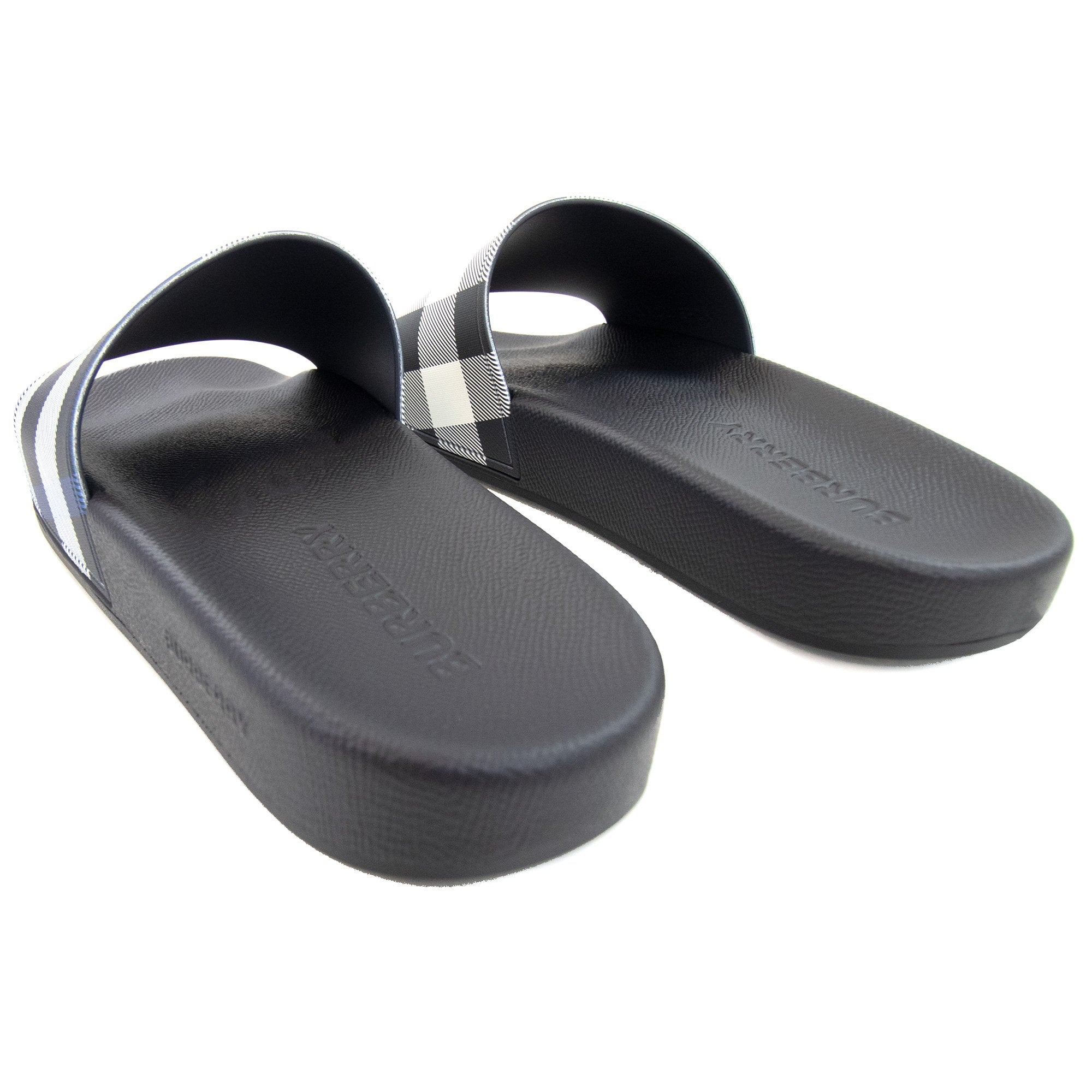 Burberry Furley Check Print Slides White/blue
