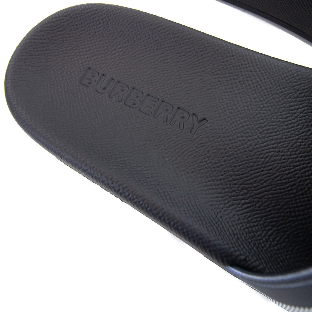 Burberry Furley Check Print Slides White/blue