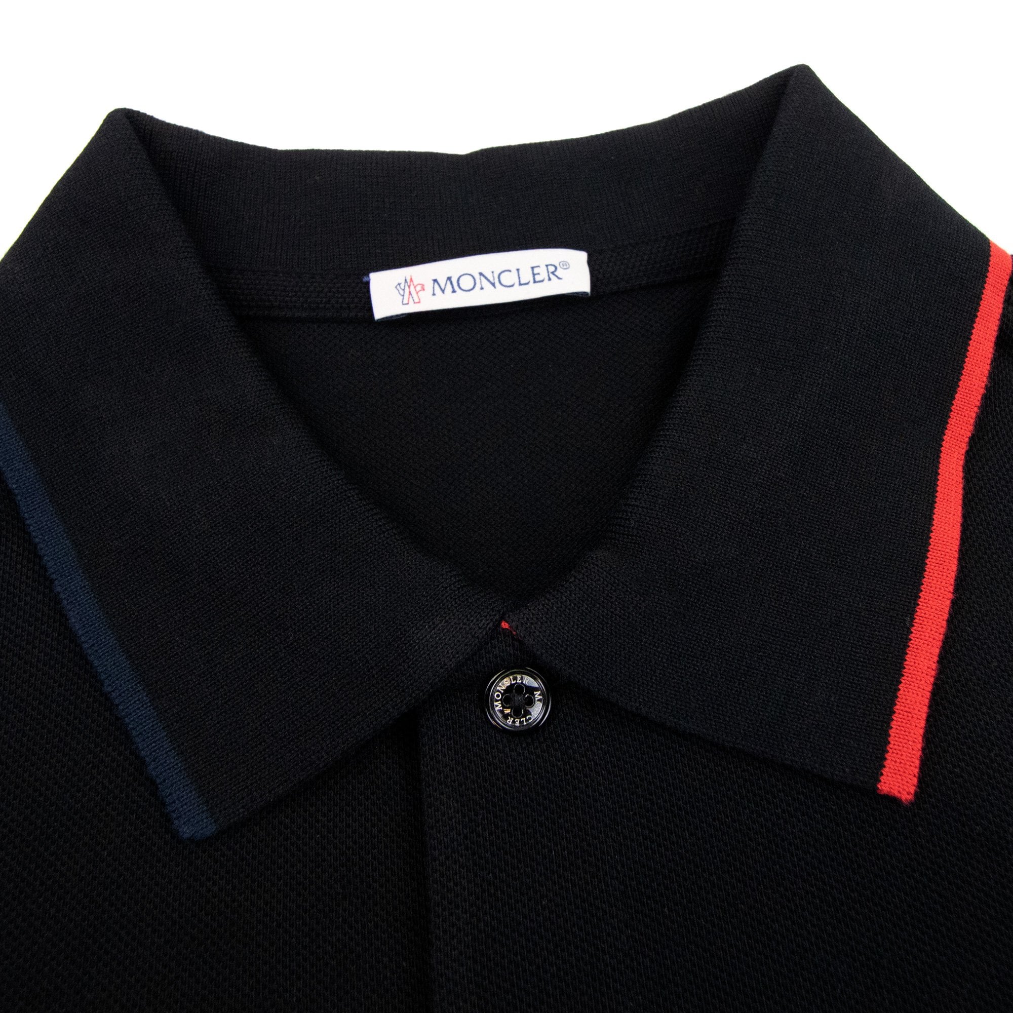 Moncler Tri-col Trim Polo Shirt Black