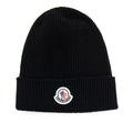 Moncler Wool Logo Beanie Black 999