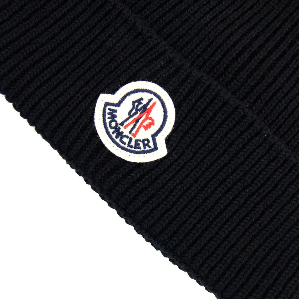Moncler Wool Logo Beanie Black 999