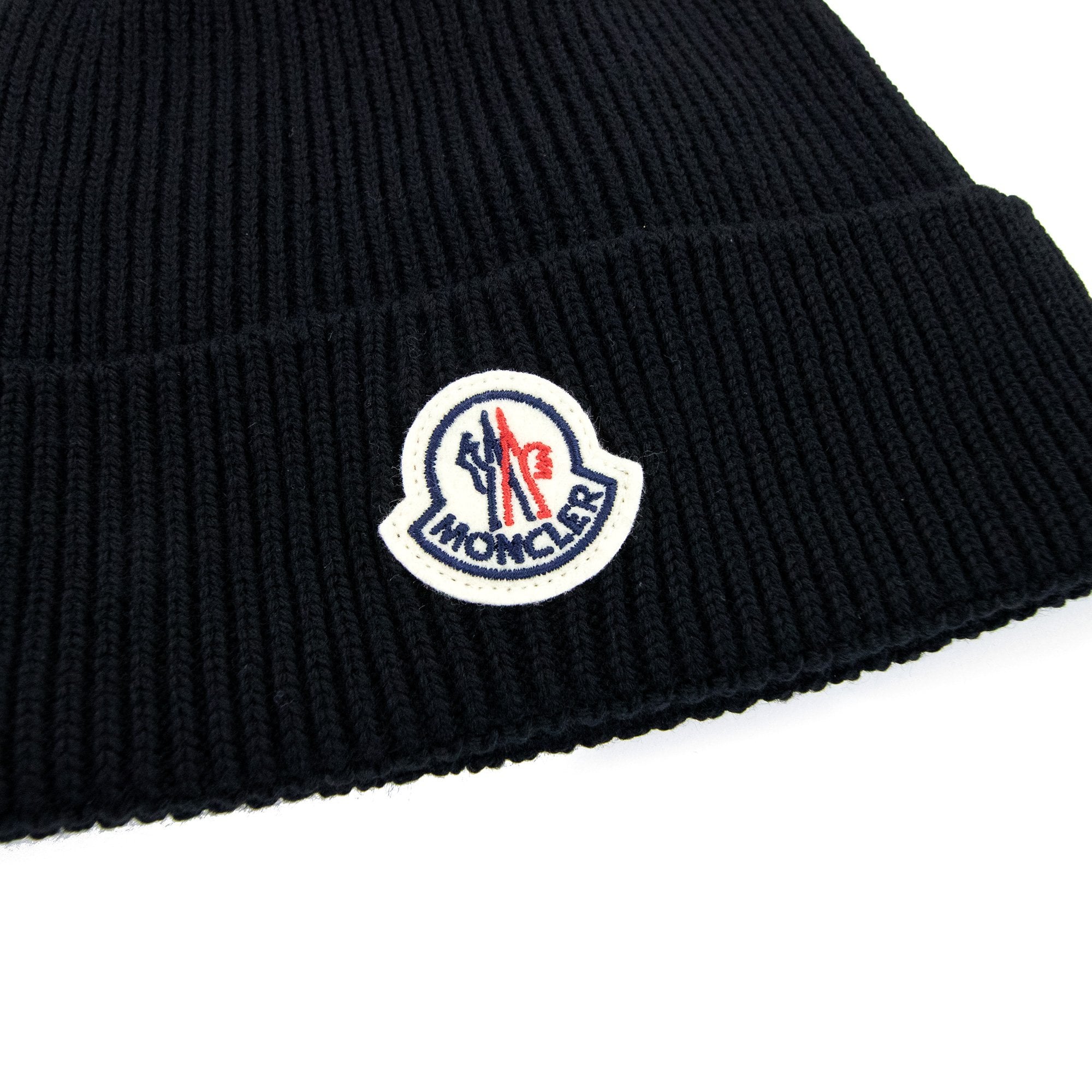 Moncler Wool Logo Beanie Black 999