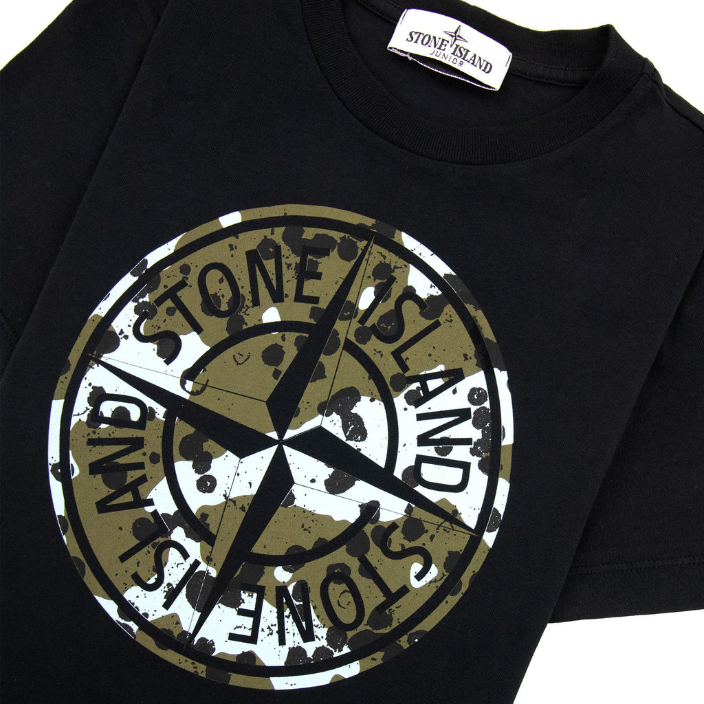 Stone Island Graphic Print Logo T Shirt Black V0029