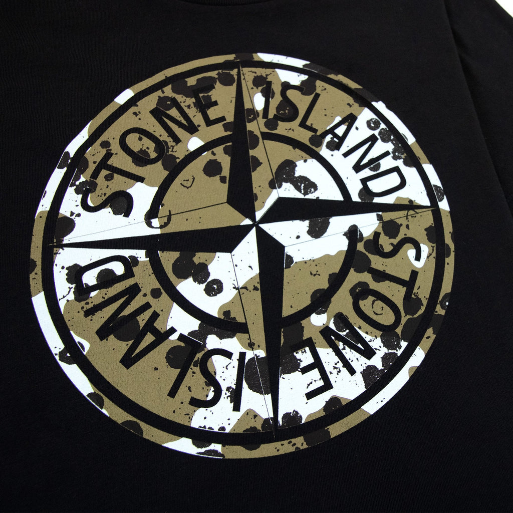 Stone Island Graphic Print Logo T Shirt Black V0029