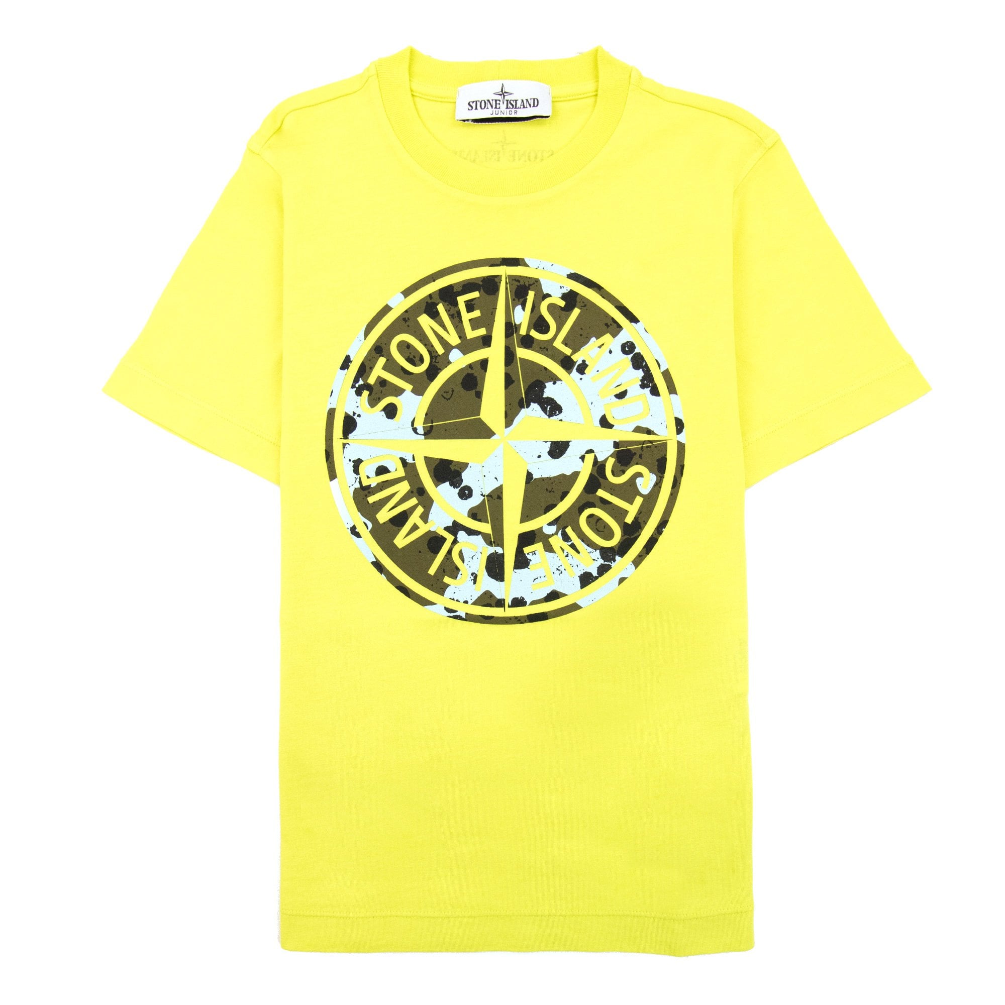 Stone Island Junior Graphic Print Logo T Shirt Yellow V0031