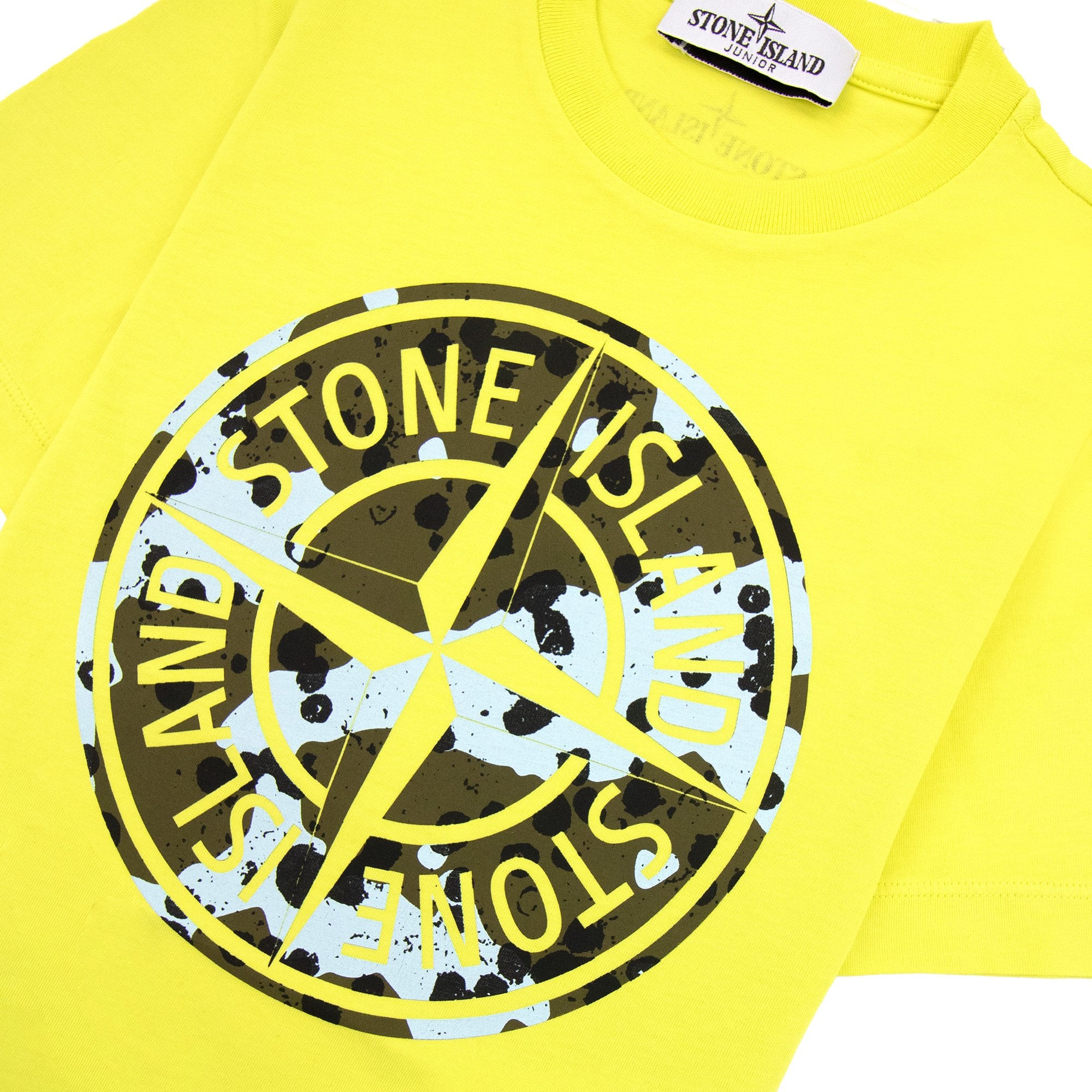 Stone Island Junior Graphic Print Logo T Shirt Yellow V0031