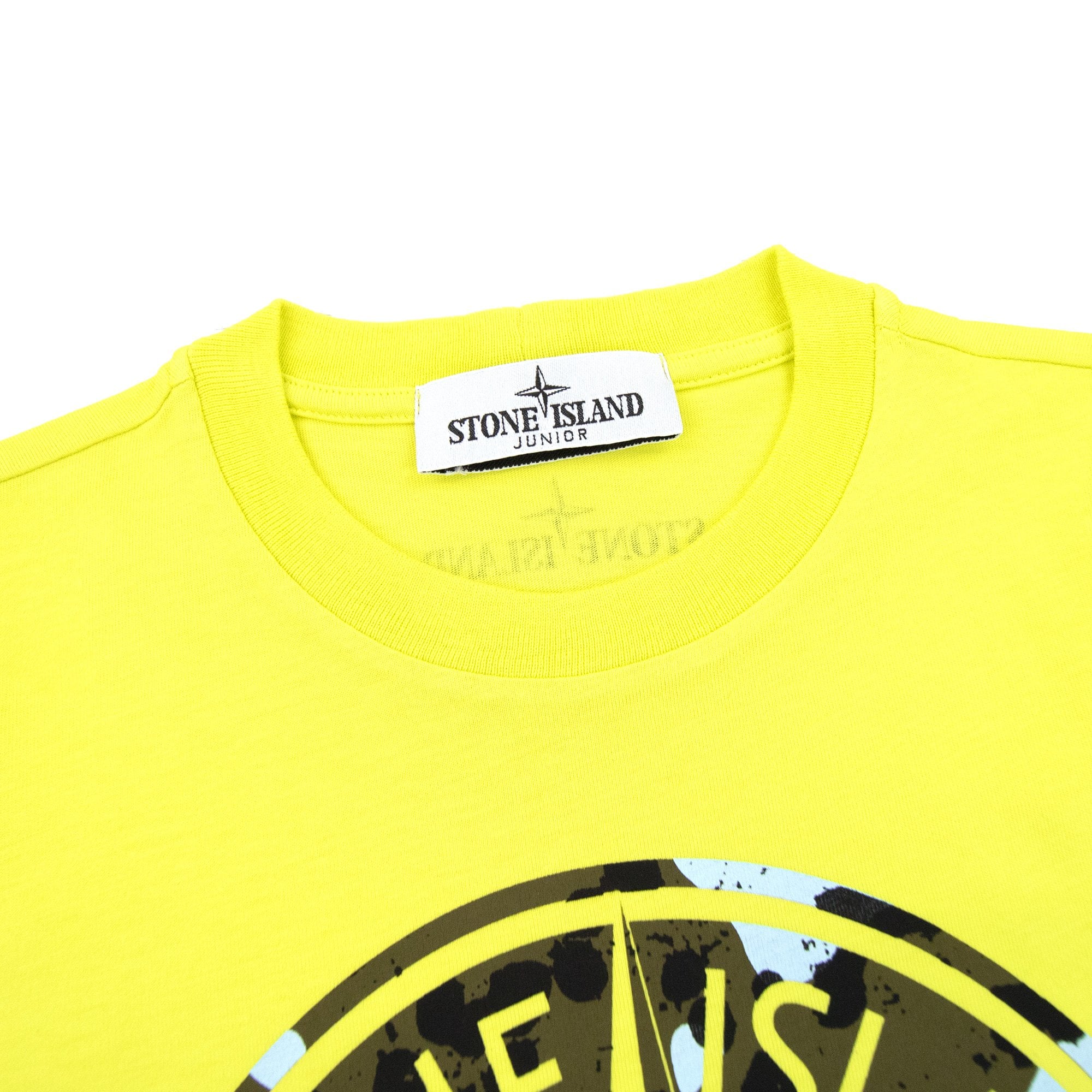 Stone Island Junior Graphic Print Logo T Shirt Yellow V0031