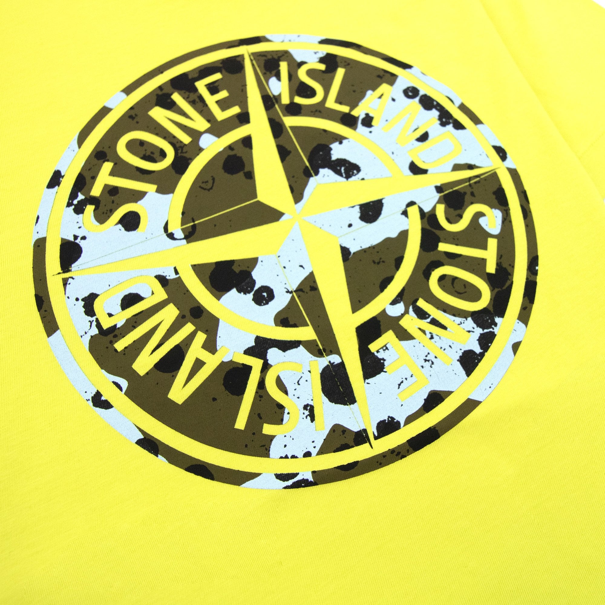 Stone Island Junior Graphic Print Logo T Shirt Yellow V0031
