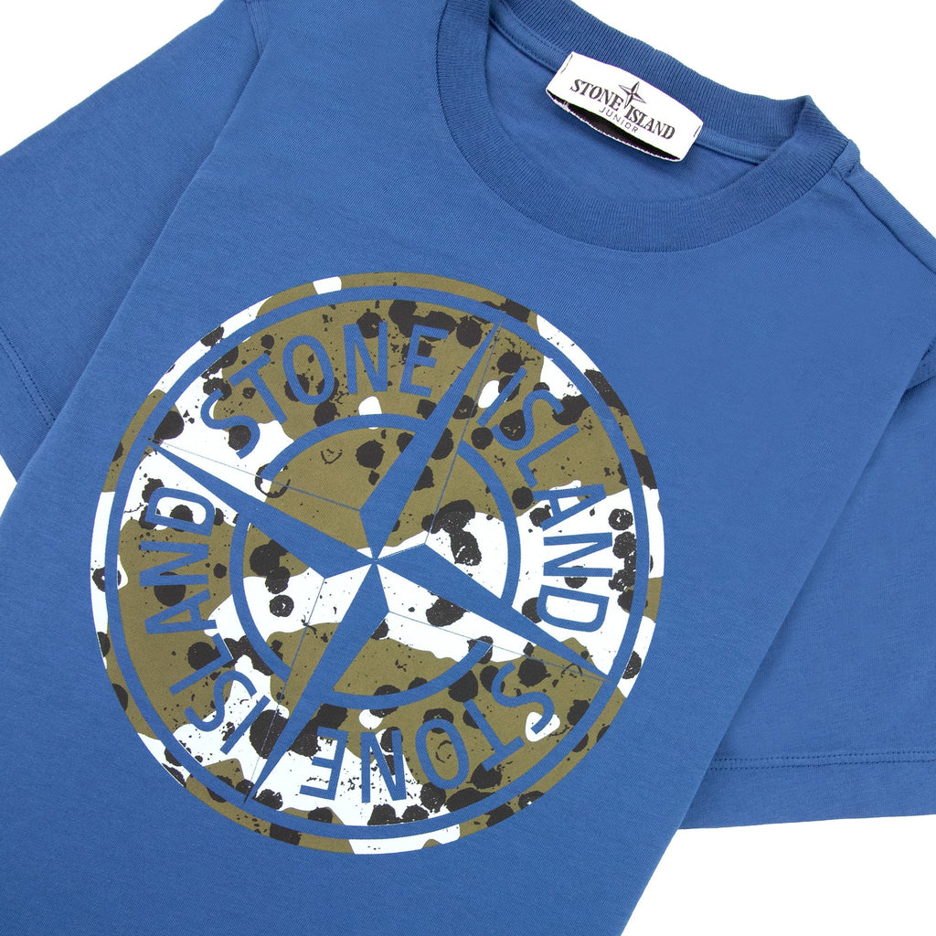 Stone Island Graphic Print Logo T Shirt Blue V0022