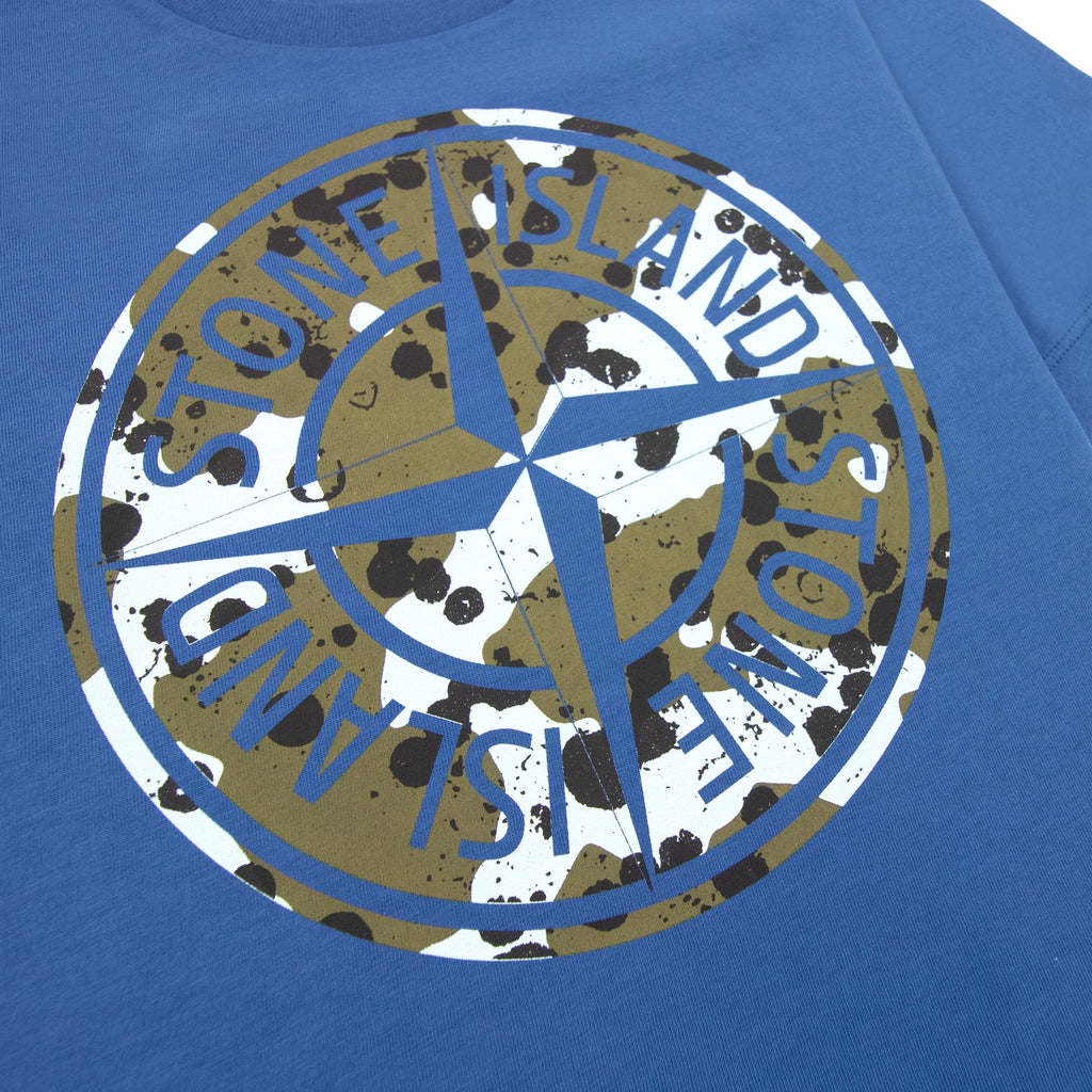 Stone Island Graphic Print Logo T Shirt Blue V0022