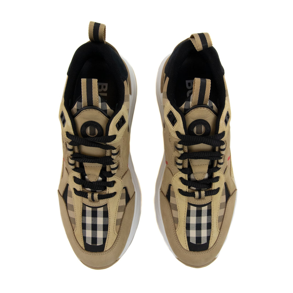 Burberry Sean Check Leather And Suede Sneakers Archive Beige