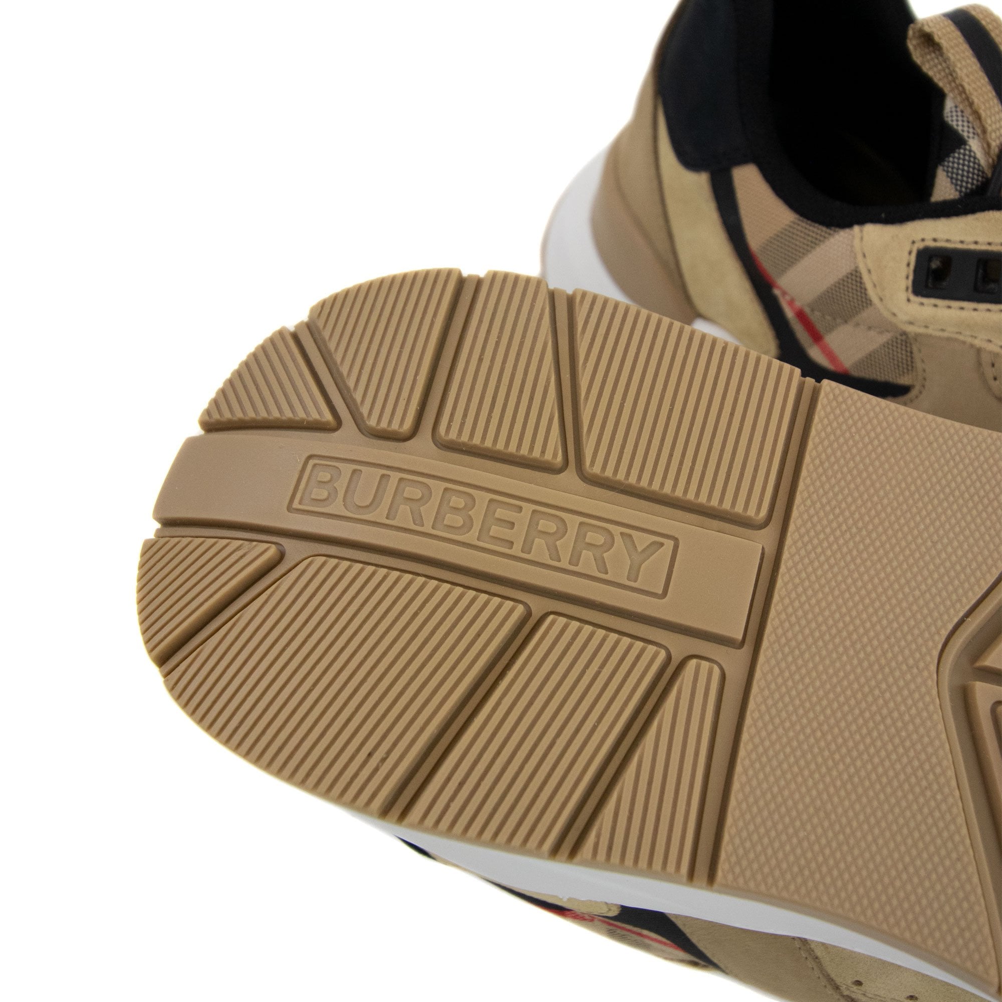 Burberry Sean Check Leather And Suede Sneakers Archive Beige