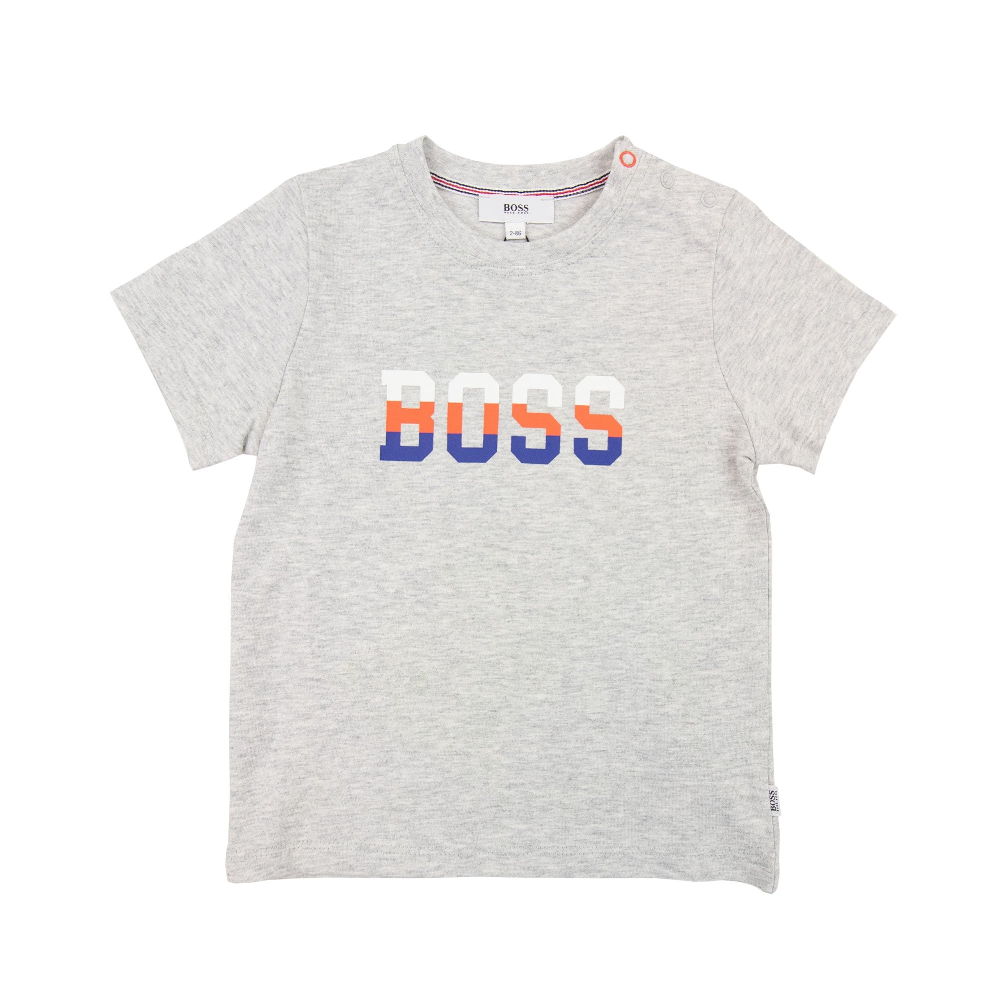 Hugo Boss Kids Contrast Logo Print T Shirt Grey