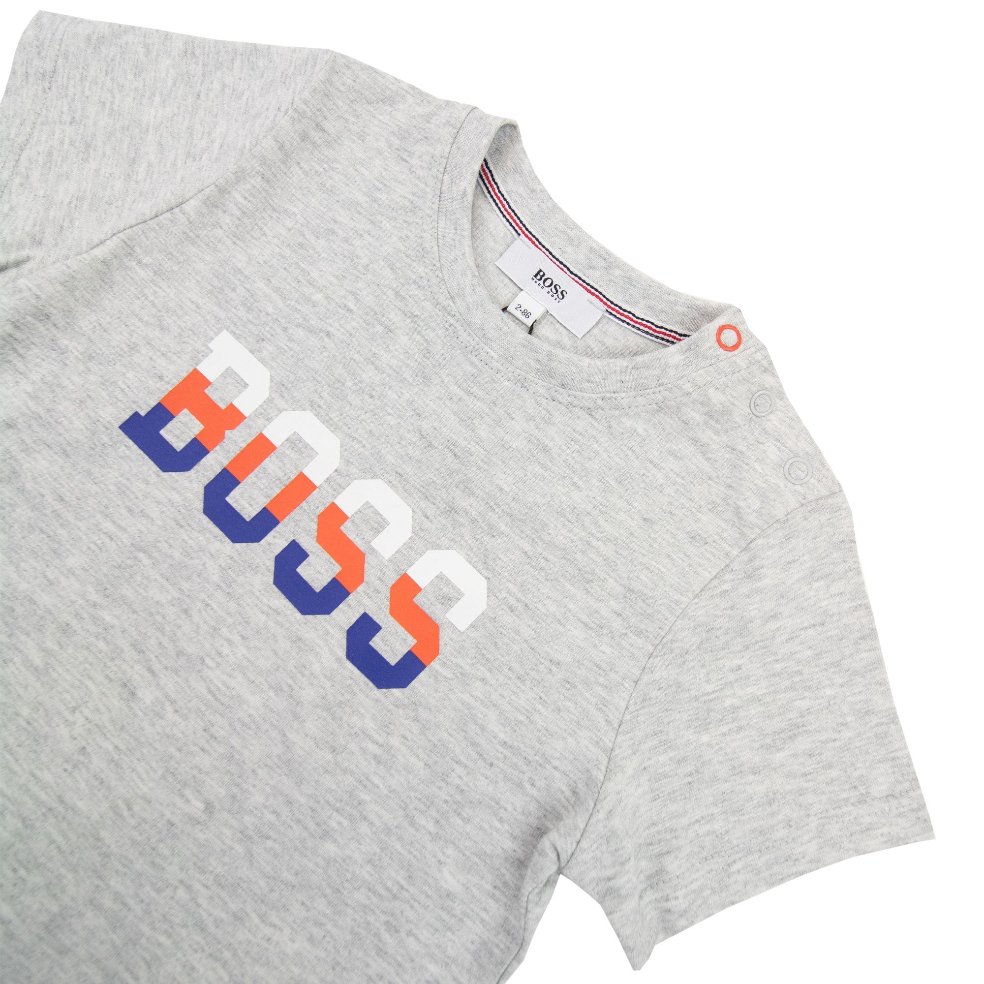 Hugo Boss Kids Contrast Logo Print T Shirt Grey