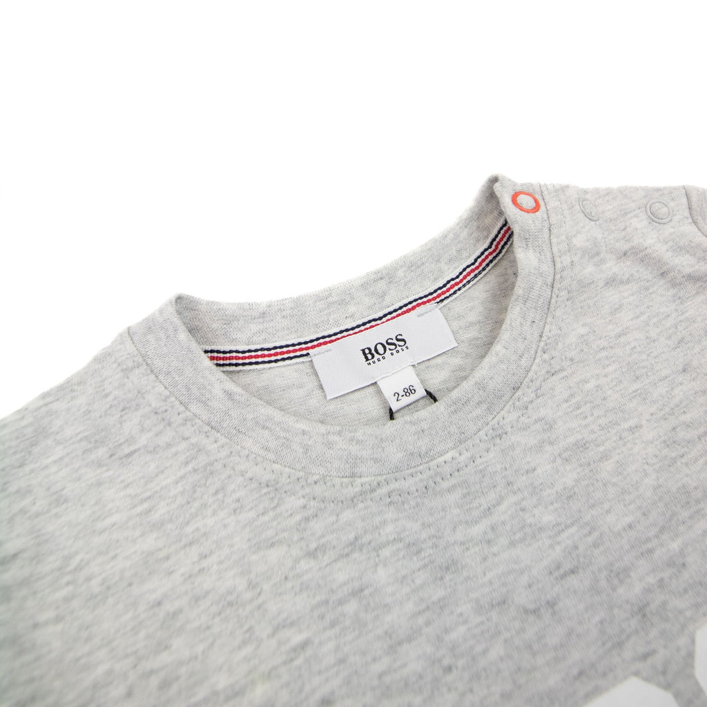 Hugo Boss Kids Contrast Logo Print T Shirt Grey