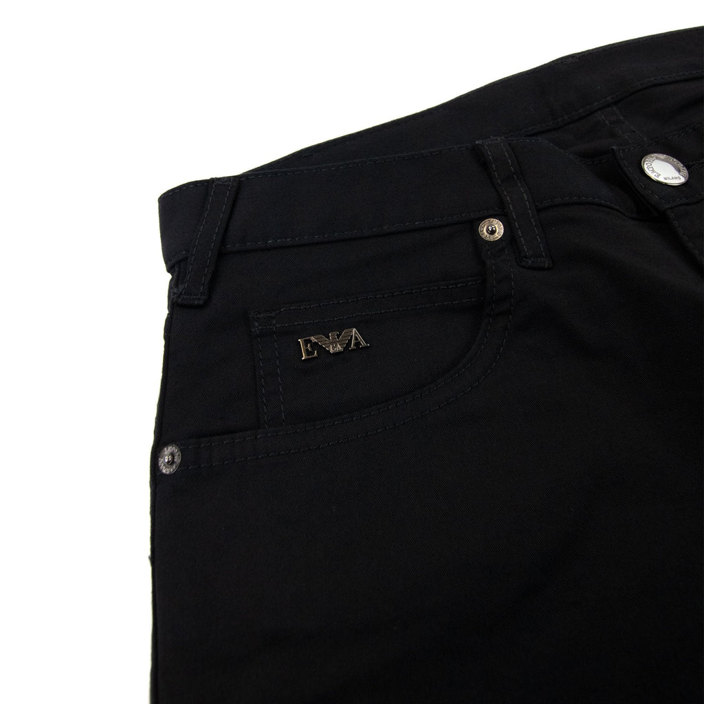Emporio Armani J45 Regular Fit Stretch Gabardine Jean Black 999