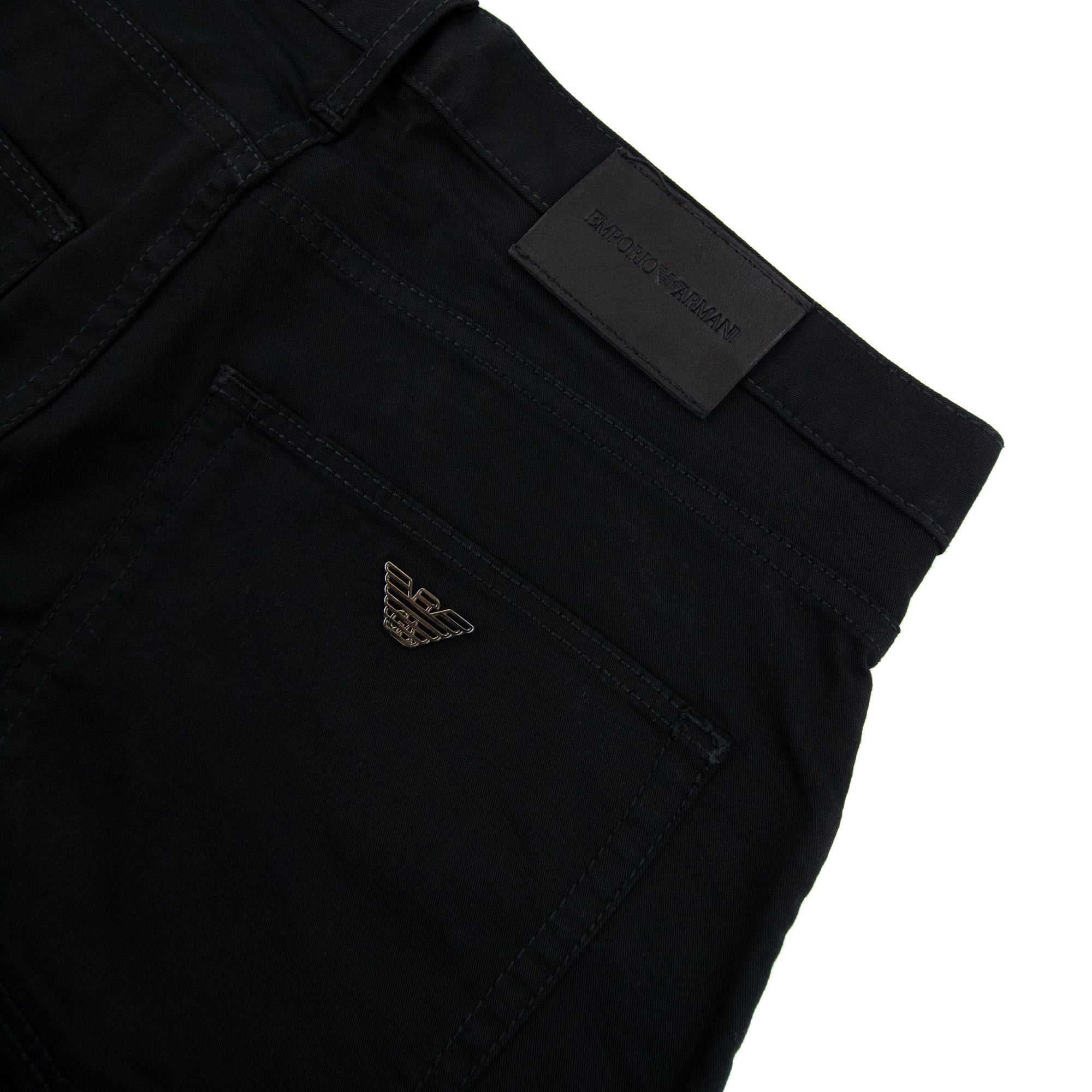 Emporio Armani J45 Regular Fit Stretch Gabardine Jean Black 999