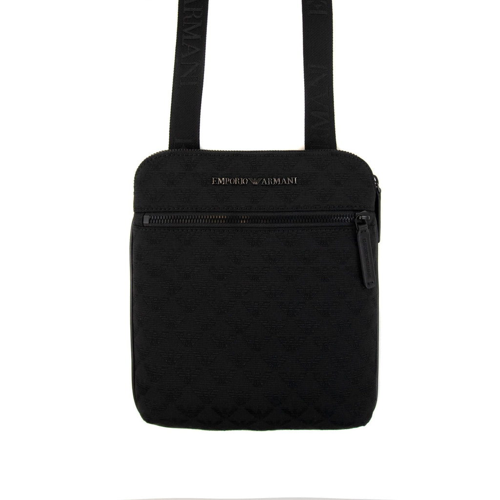 Emporio Armani Flat Woven Cross Body Bag Black