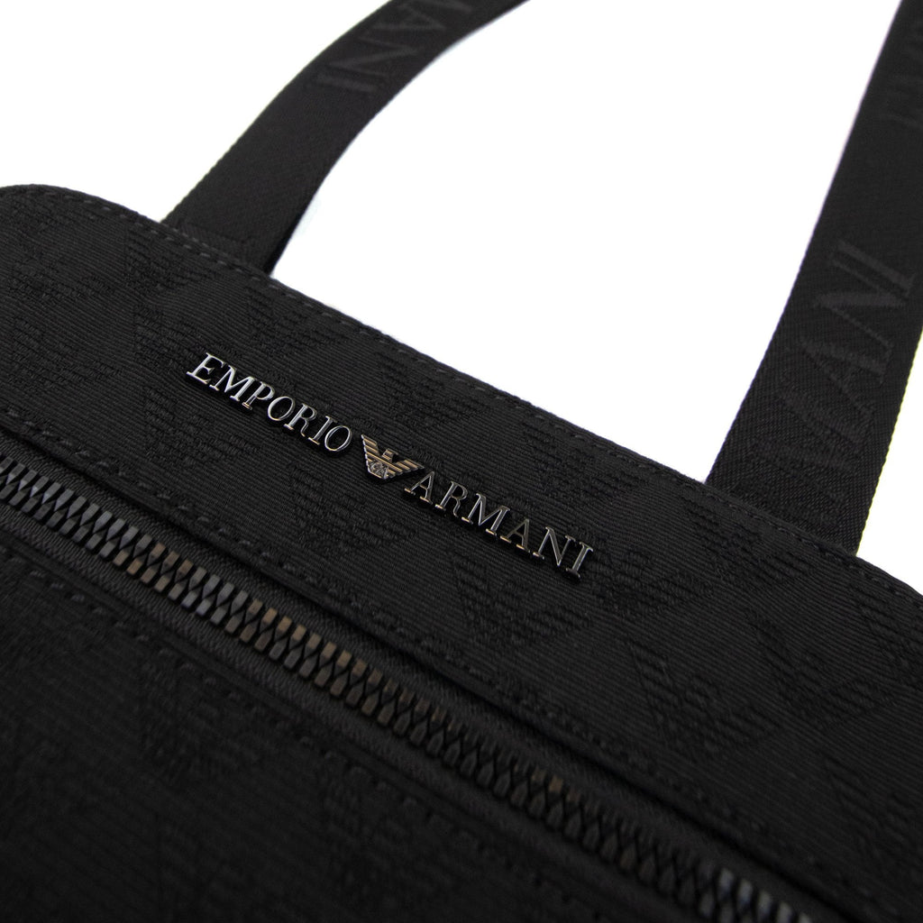 Emporio Armani Flat Woven Cross Body Bag Black