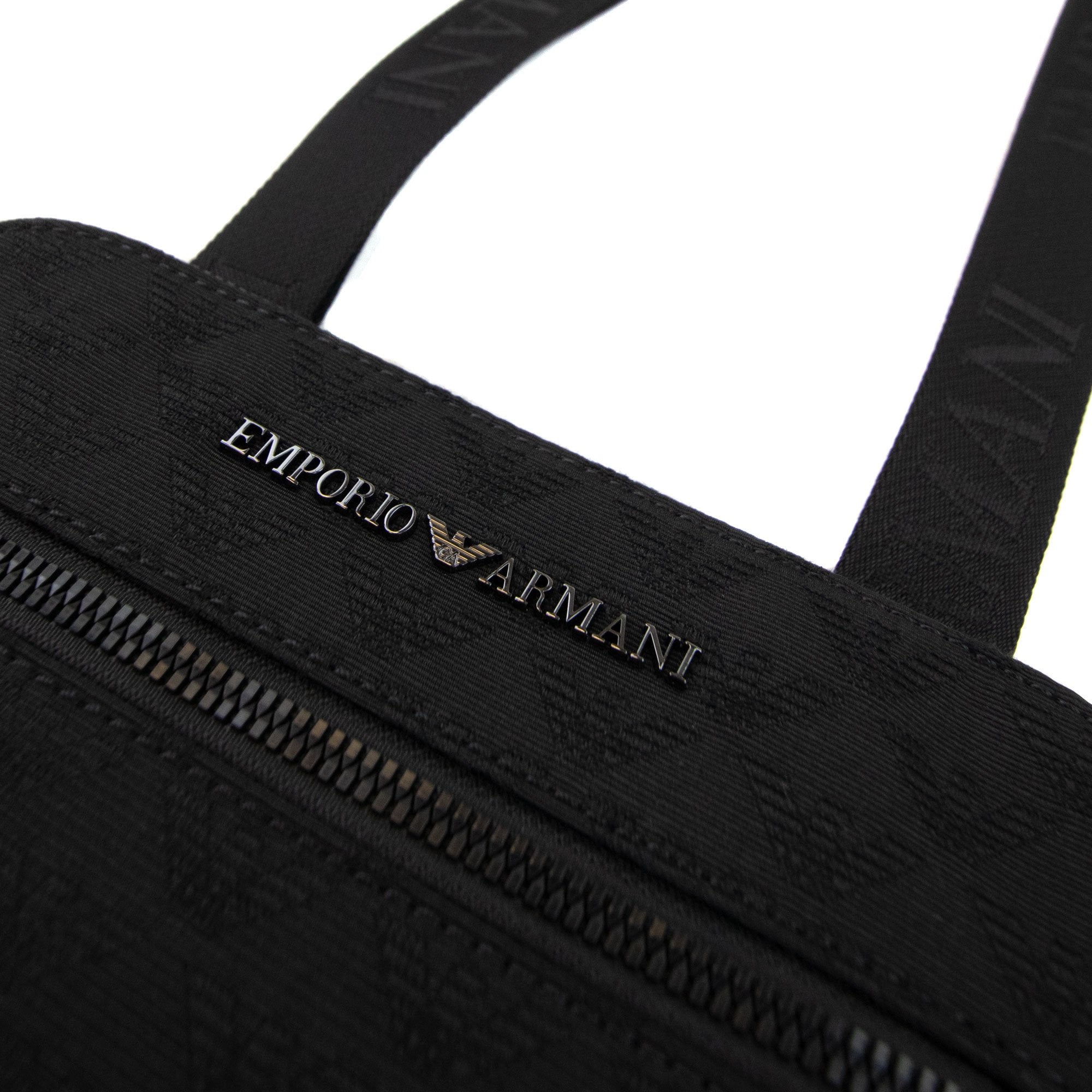 Emporio Armani Flat Woven Cross Body Bag Black