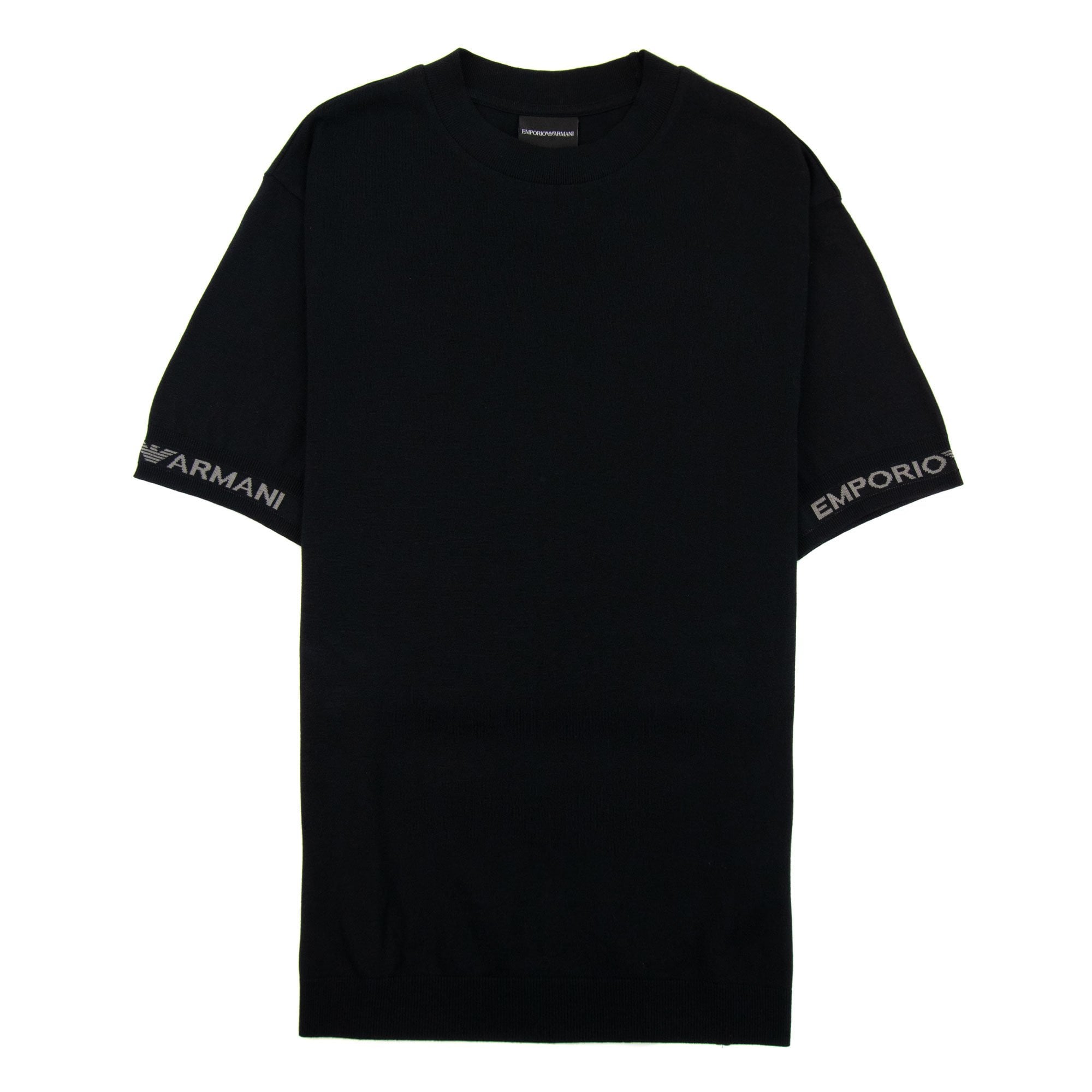 Emporio Armani Jacquard Logo Knit Trims T Shirt Black