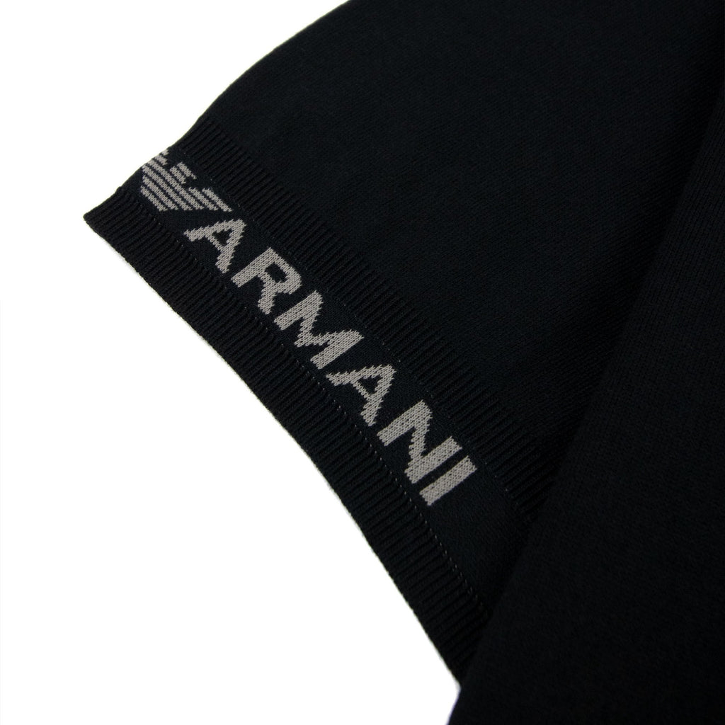 Emporio Armani Jacquard Logo Knit Trims T Shirt Black