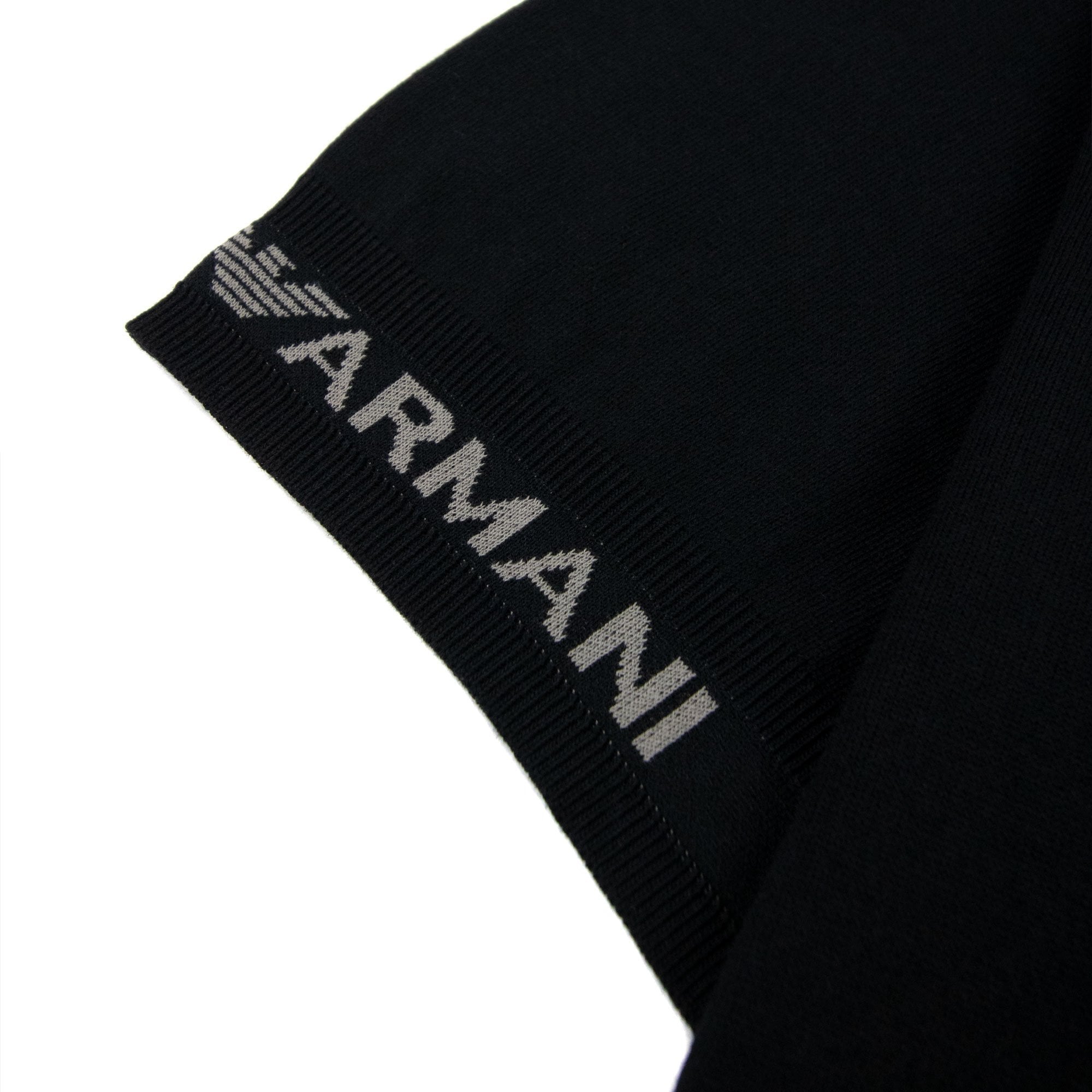 Emporio Armani Jacquard Logo Knit Trims T Shirt Black