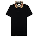 Burberry Check Collar Cotton Polo Shirt Black