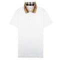 Burberry Check Collar Cotton Polo Shirt White