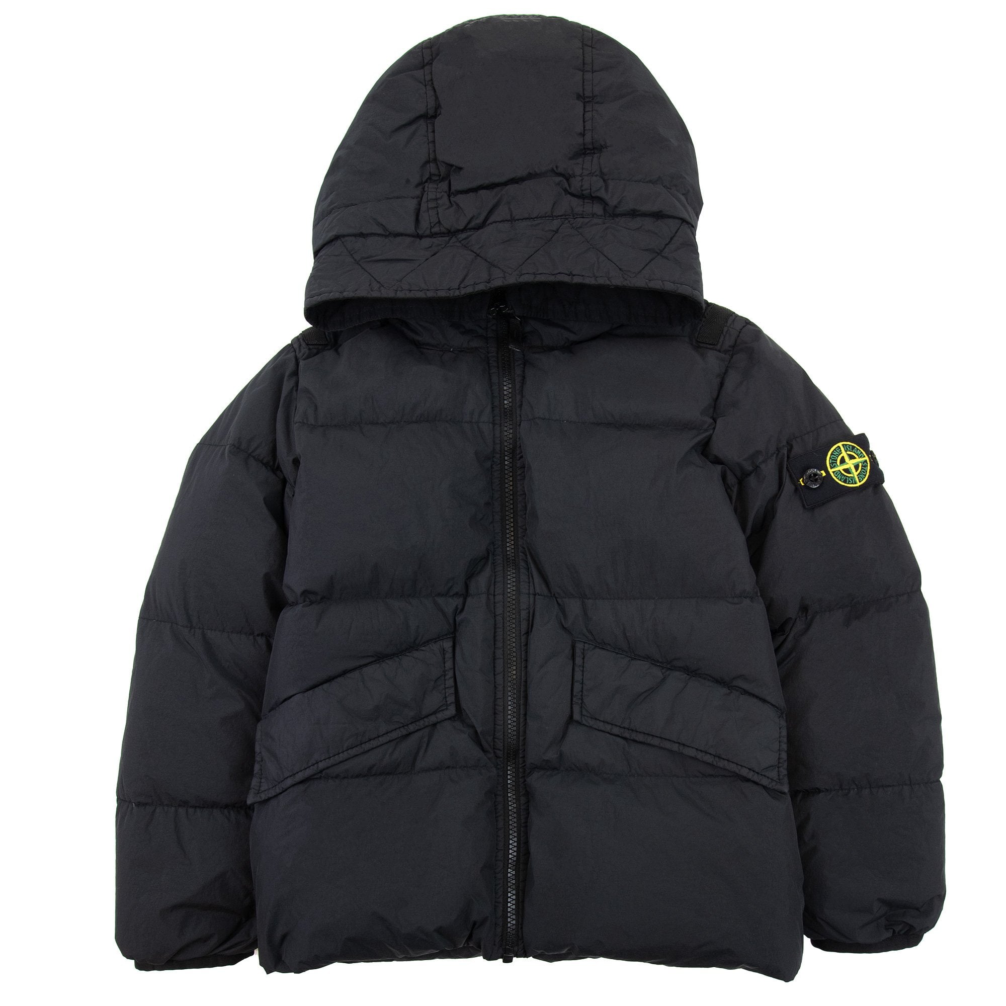 Stone Island Junior 402233 Garment Dyed Crinkle Reps R-ny Down Jacket Black V0029