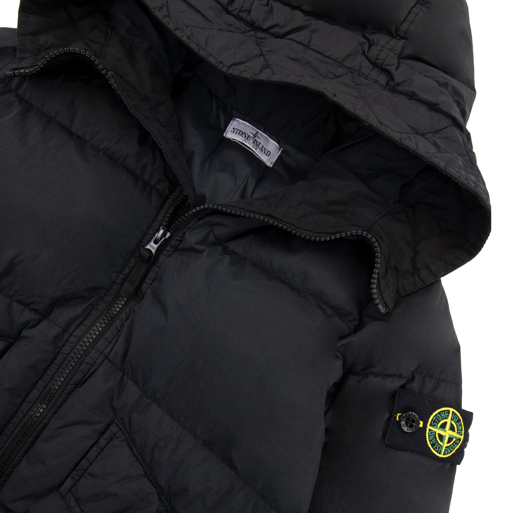 Stone Island Junior 402233 Garment Dyed Crinkle Reps R-ny Down Jacket Black V0029