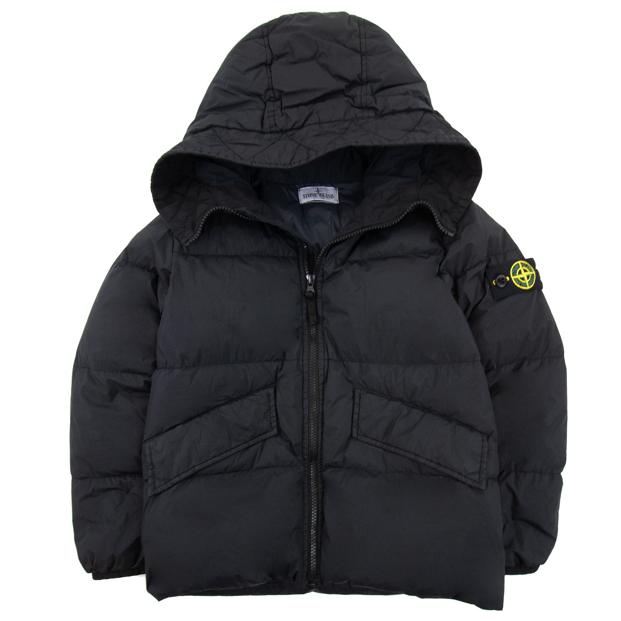 Stone Island Junior 402233 Garment Dyed Crinkle Reps R-ny Down Jacket Black V0029