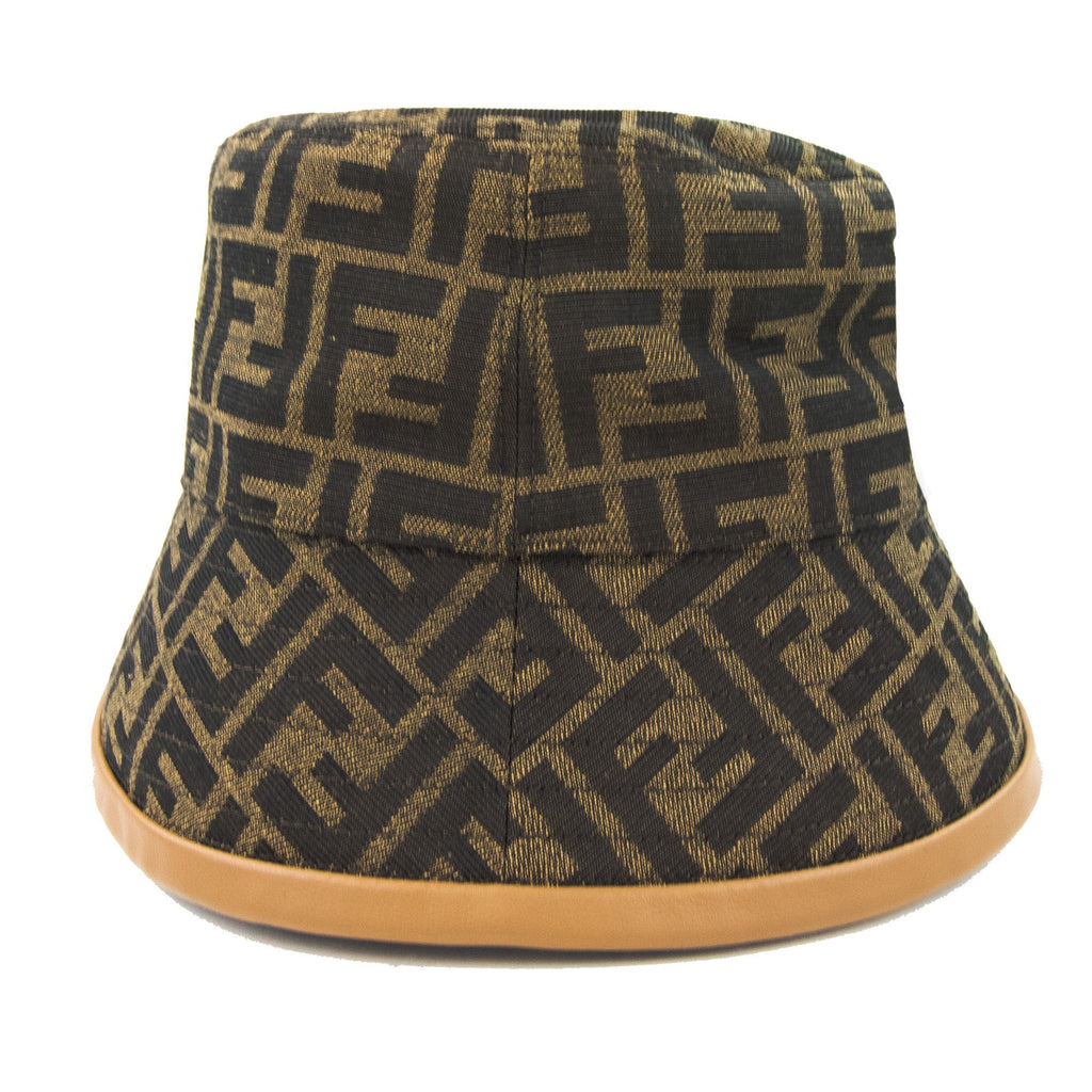Fendi Ff Woven Fabric Bucket Hat Dark Brown