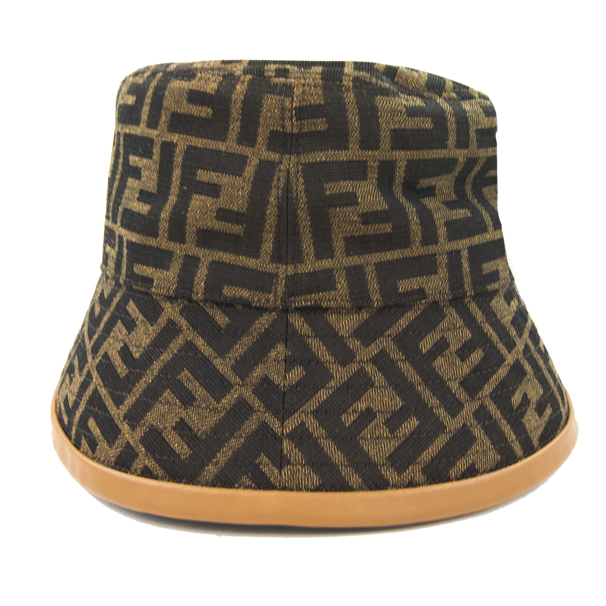 Fendi Ff Woven Fabric Bucket Hat Dark Brown
