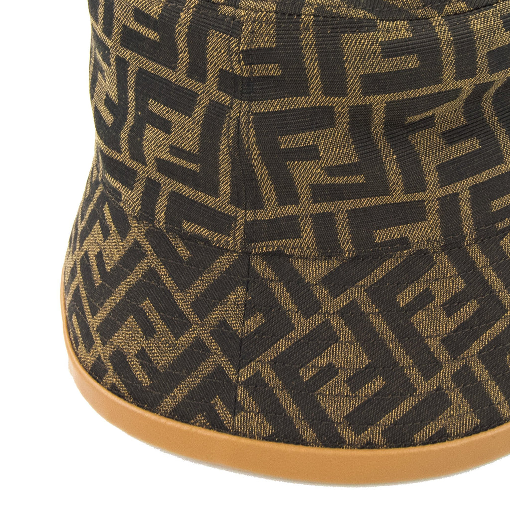 Fendi Ff Woven Fabric Bucket Hat Dark Brown
