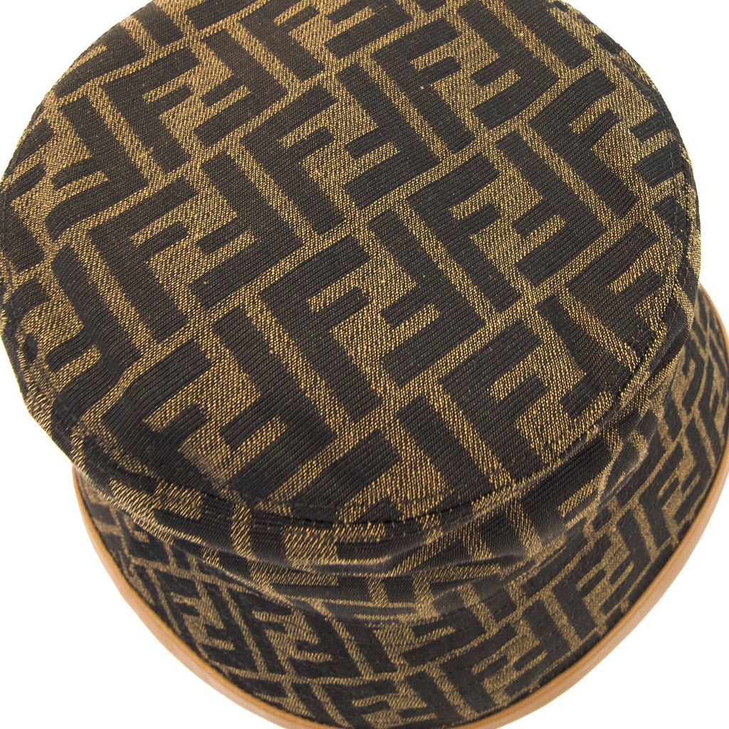 Fendi Ff Woven Fabric Bucket Hat Dark Brown