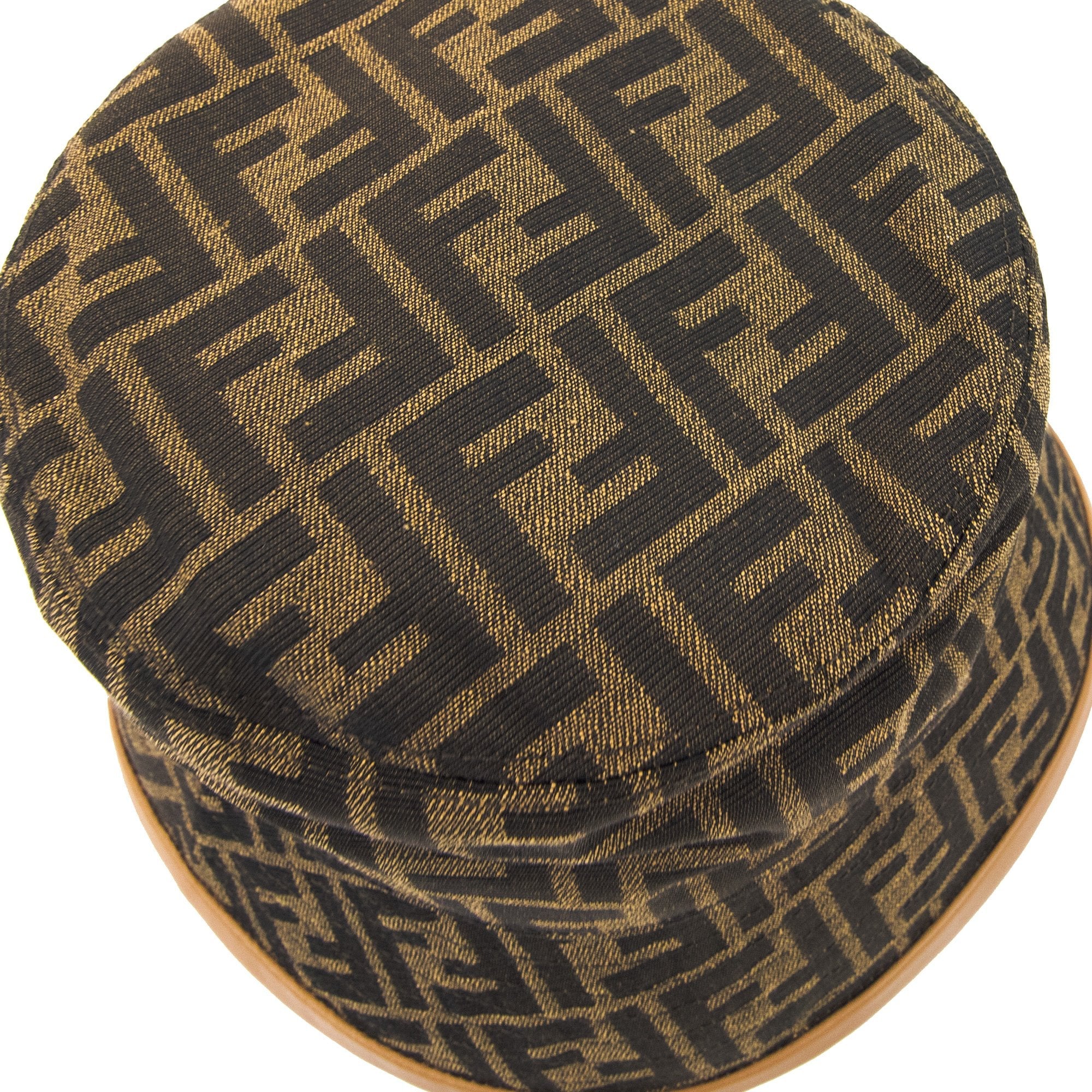 Fendi Ff Woven Fabric Bucket Hat Dark Brown