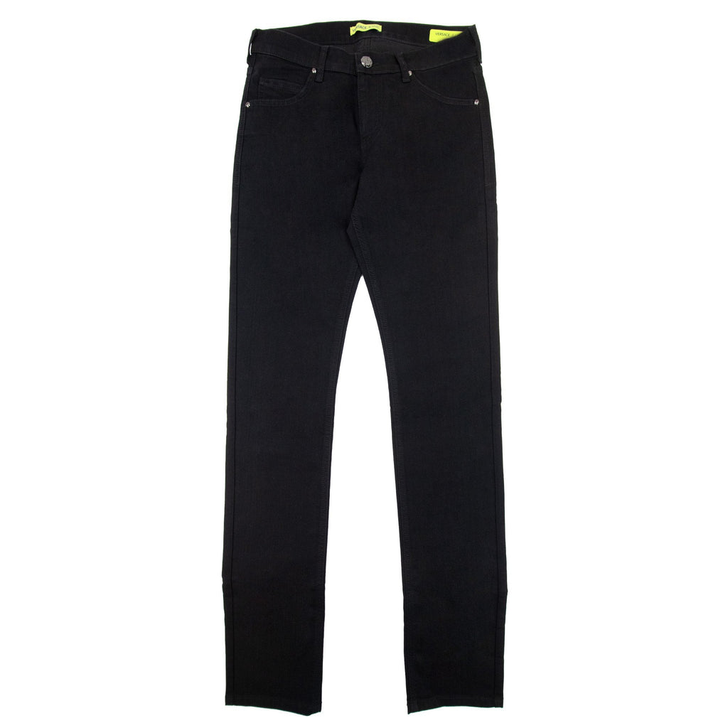 Versace Jeans Slim Fit Round Logo Jean Black