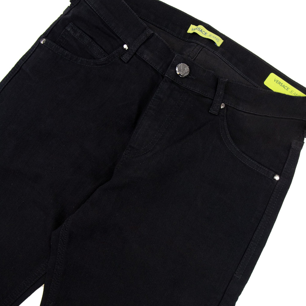 Versace Jeans Slim Fit Round Logo Jean Black