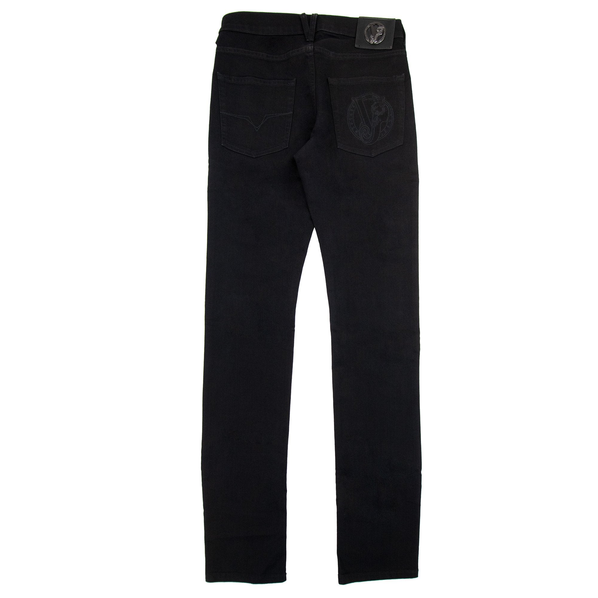 Versace Jeans Slim Fit Round Logo Jean Black