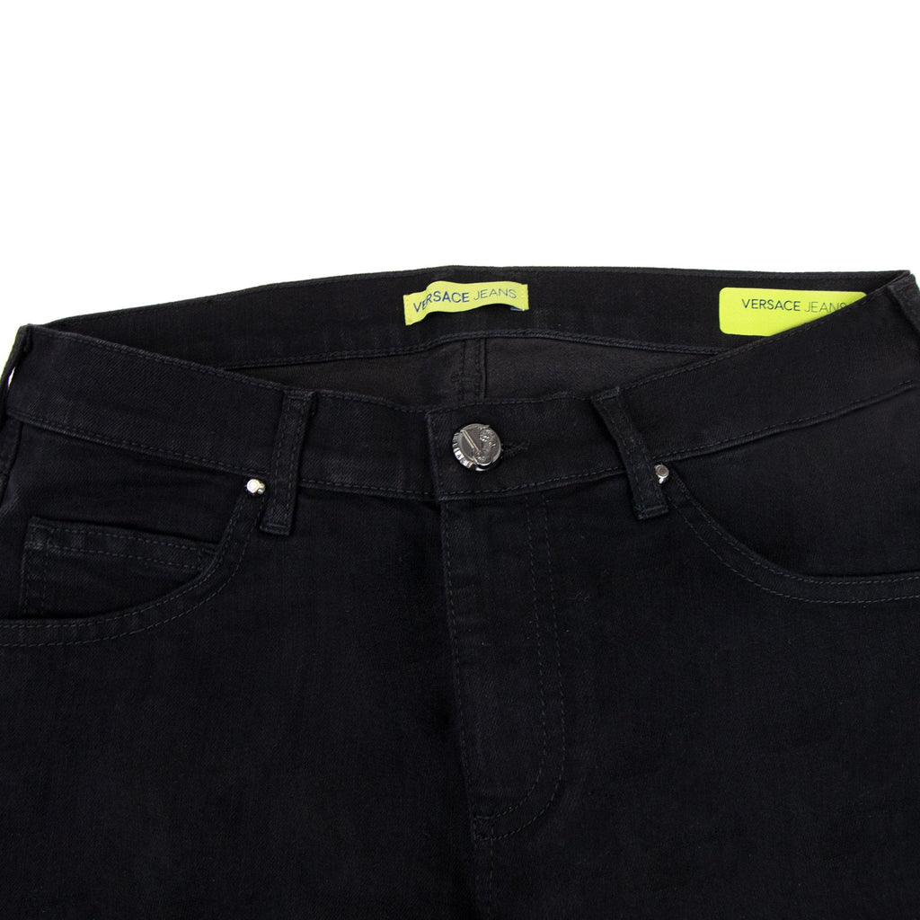 Versace Jeans Slim Fit Round Logo Jean Black