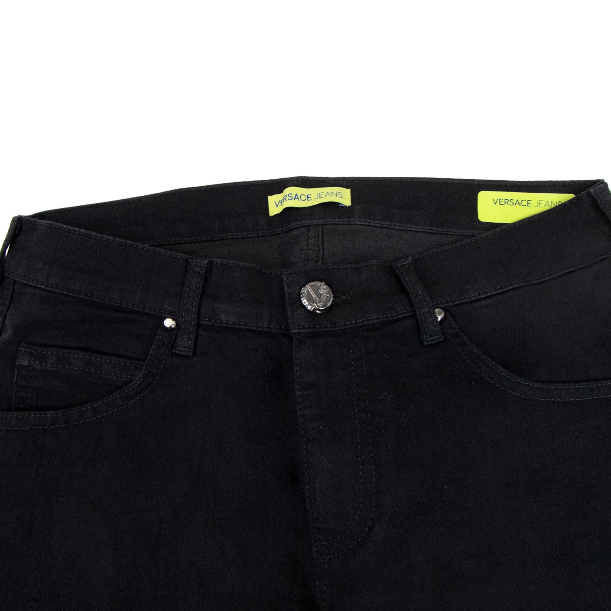 Versace Jeans Slim Fit Round Logo Jean Black