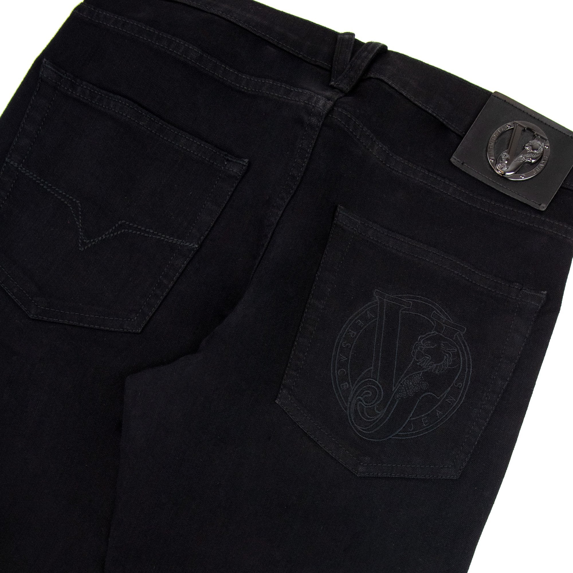 Versace Jeans Slim Fit Round Logo Jean Black