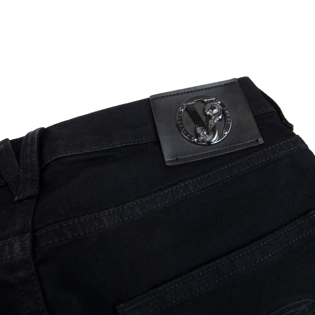 Versace Jeans Slim Fit Round Logo Jean Black