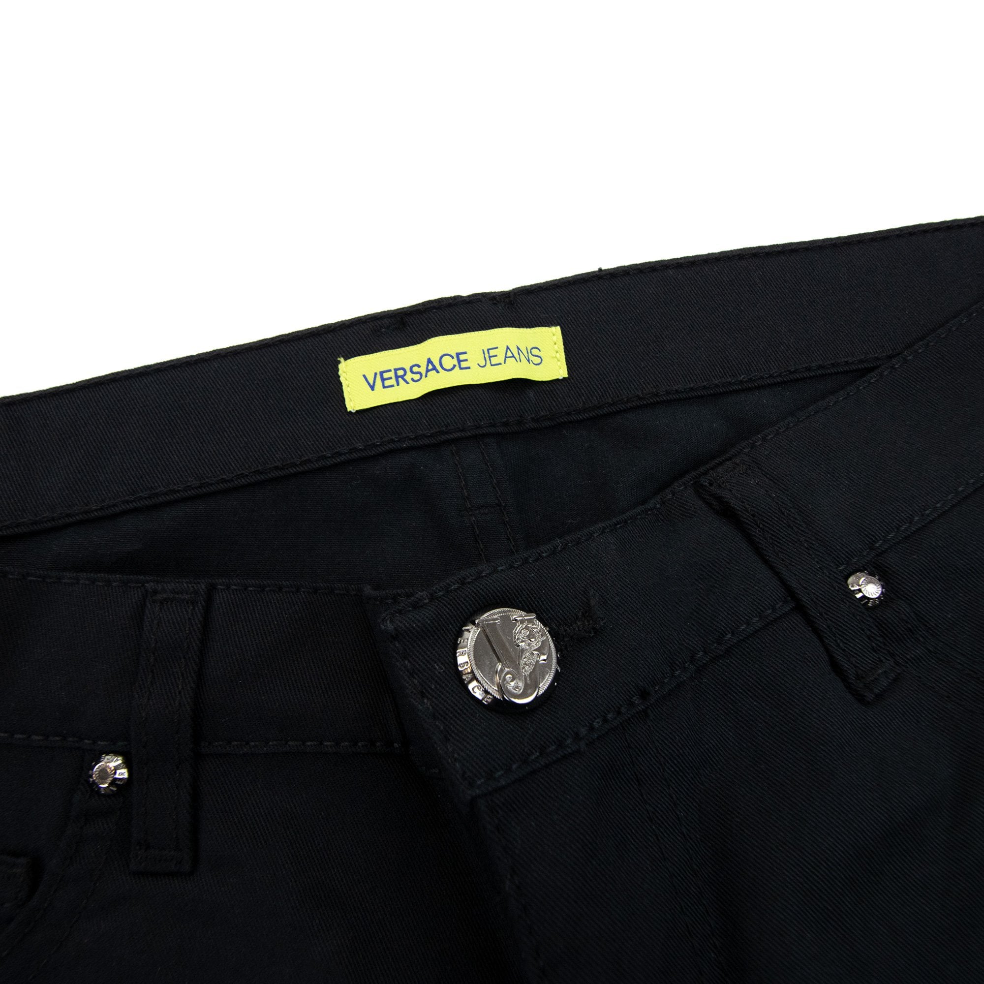 Versace Jeans Metal Pocket Logo Stretch Jeans Black