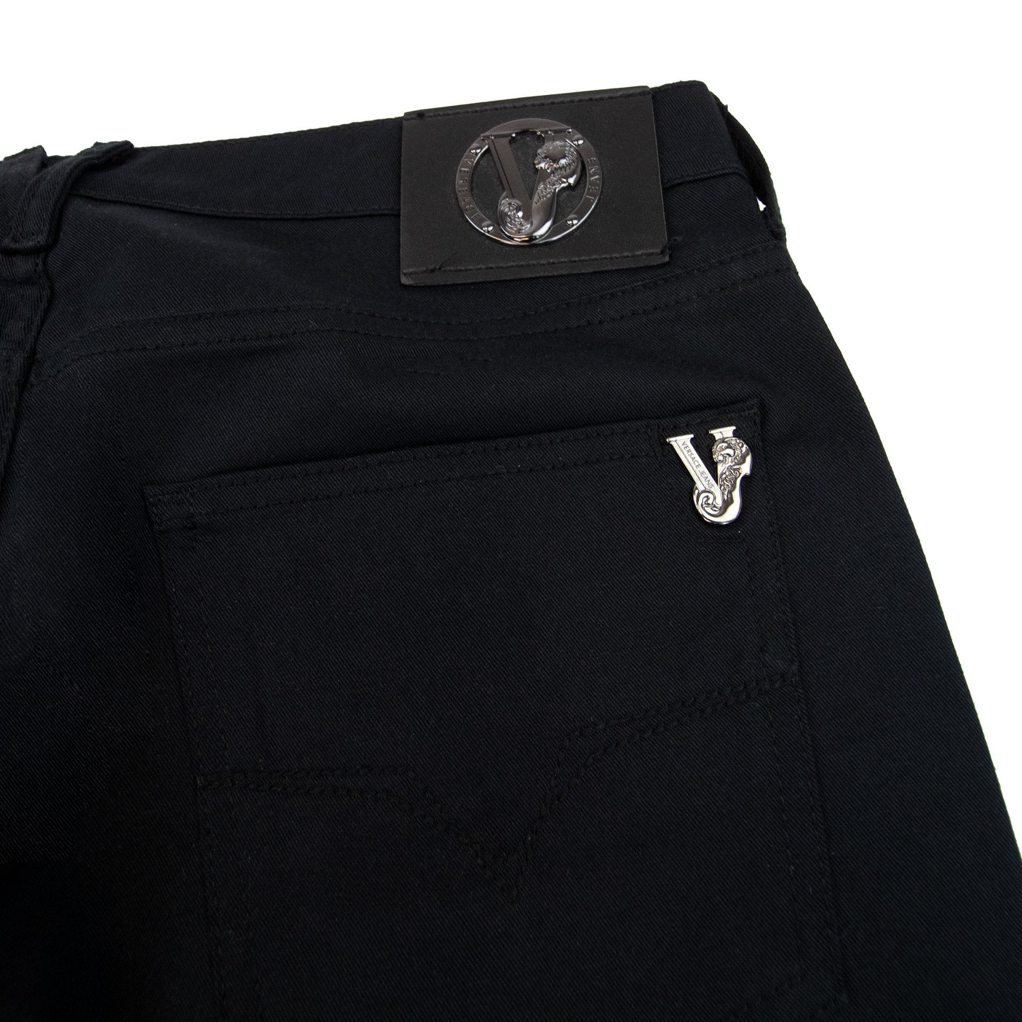 Versace Jeans Metal Pocket Logo Stretch Jeans Black