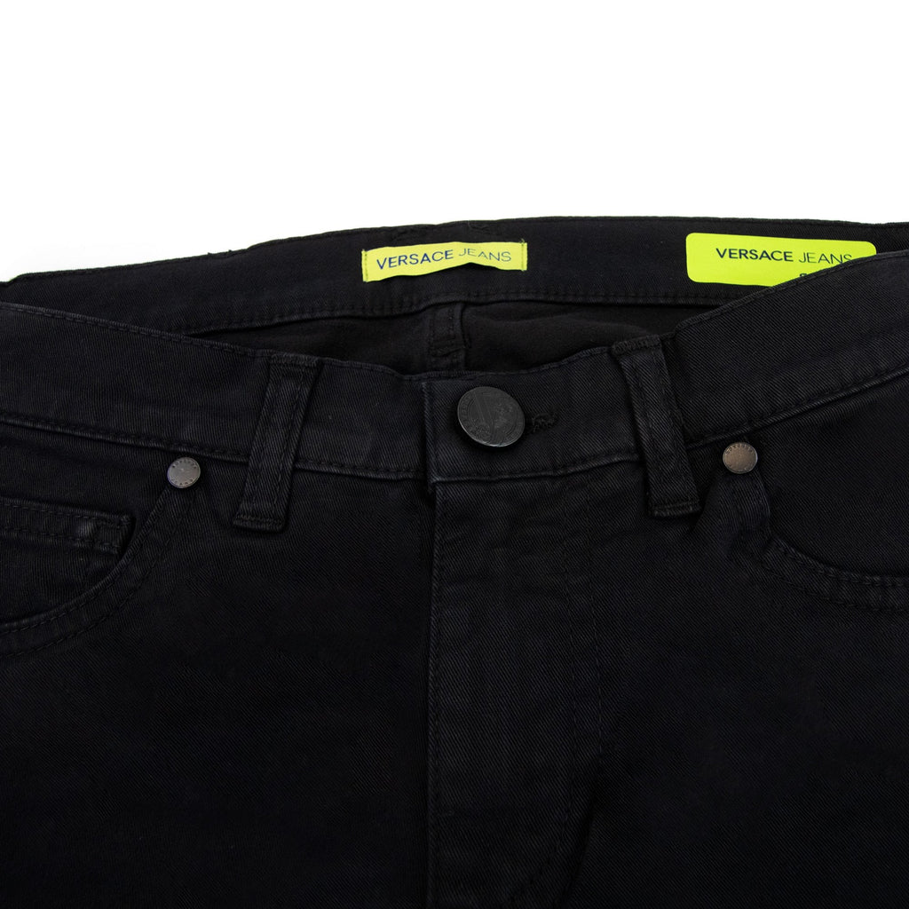 Versace Jeans Embroidered Logo Slim Fit Jean Black