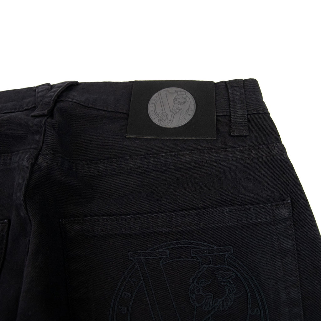 Versace Jeans Embroidered Logo Slim Fit Jean Black