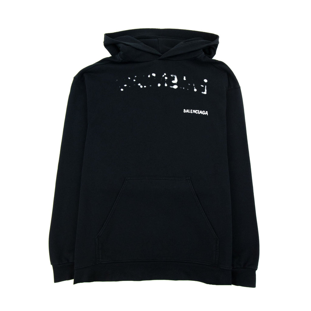 Balenciaga Hand Drawn Logo Hoodied Sweatshirt Black 1070